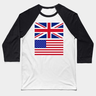 America and Uk Flag Baseball T-Shirt